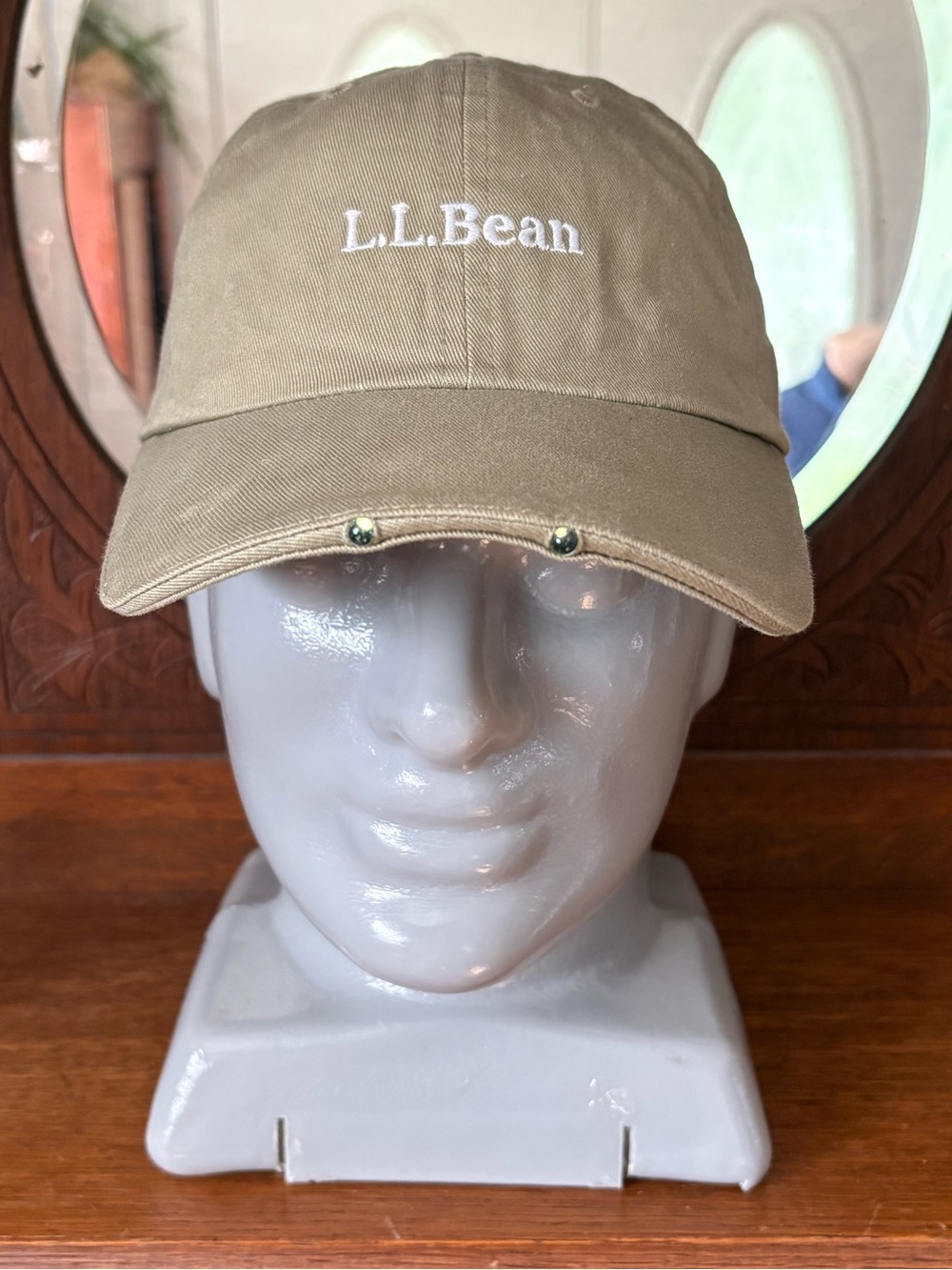 L.L.Bean Khaki Baseball Cap with Embroidered Logo and head lights